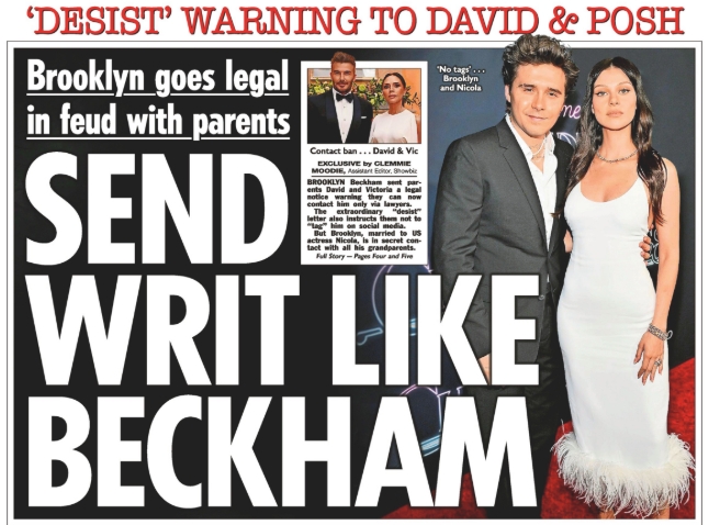 kaiyun-决裂！太阳报：长子向小贝和维多利亚发函，称双方只通过律师联系